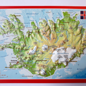 Póstkort Ísland upphleypt